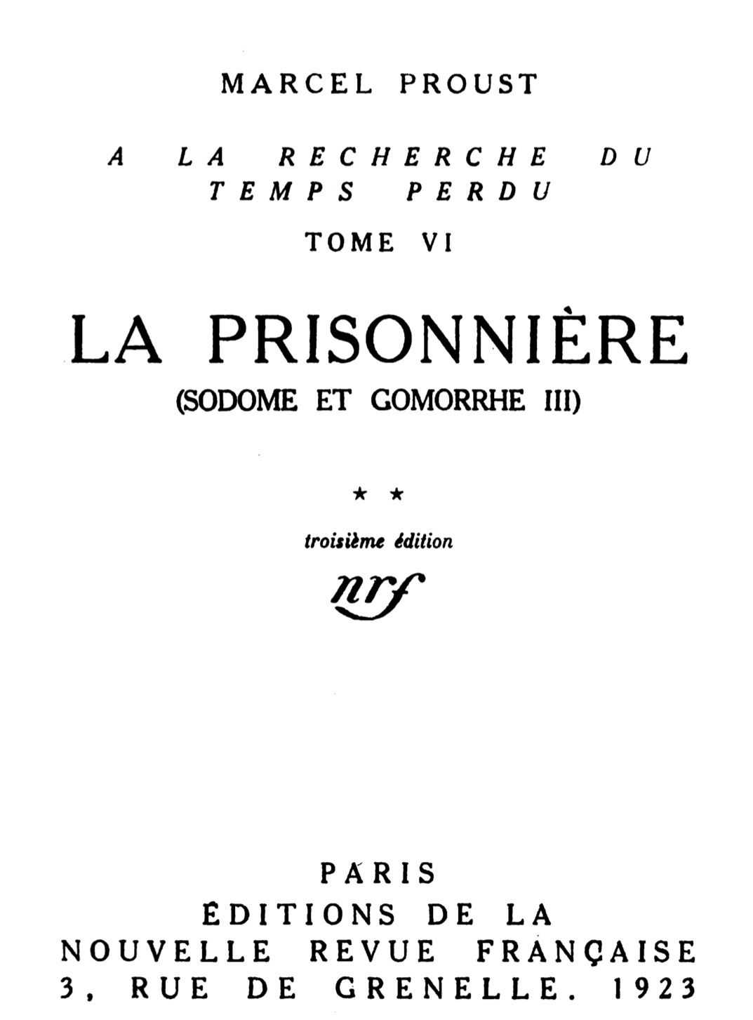 La Prisonnière (Sodome et Gomorrhe III)